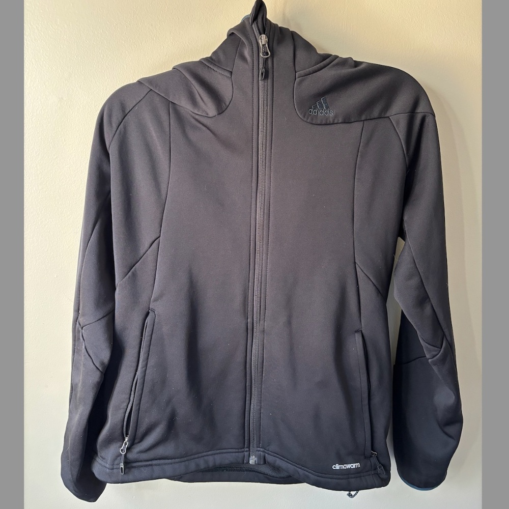 Adidas Climawarm Men's Large Black Zip-up Sweatshirt Hoodie